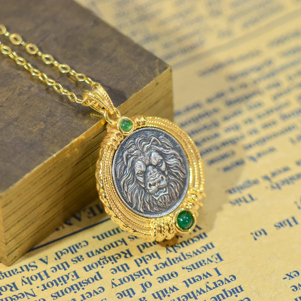 Gold Lion Head Coin Pendant-ToShay.org