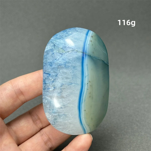 Blue Agate Palm Stone-ToShay.org
