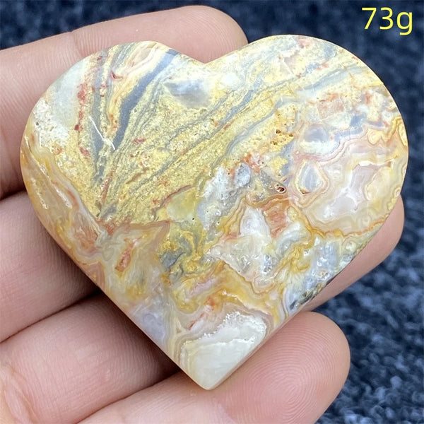 Yellow Crazy Agate Hearts-ToShay.org