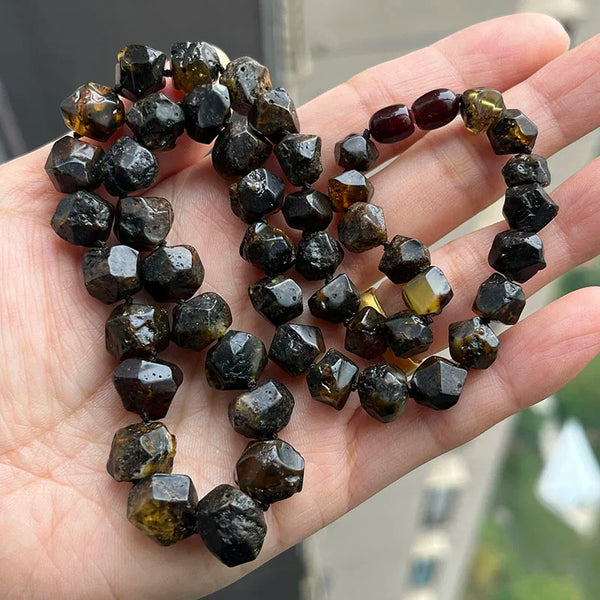 Yellow Amber Bead Necklace-ToShay.org