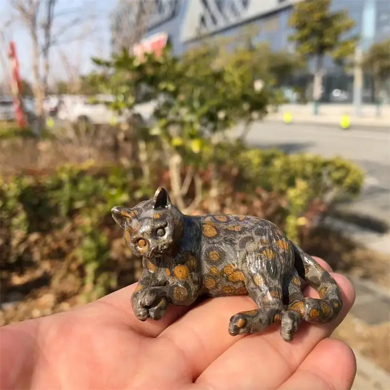 7cm Natural Quartz Cartoon Cat Carving Crystal Animal Healing Stone Polished Mineral Home Decor Ornament-ToShay.org