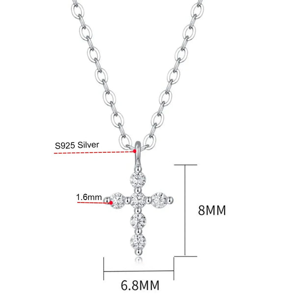 Silver Crystal Cross Necklace-ToShay.org