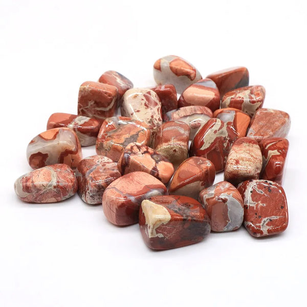 Red Silver Leaf Tumbled Stones-ToShay.org
