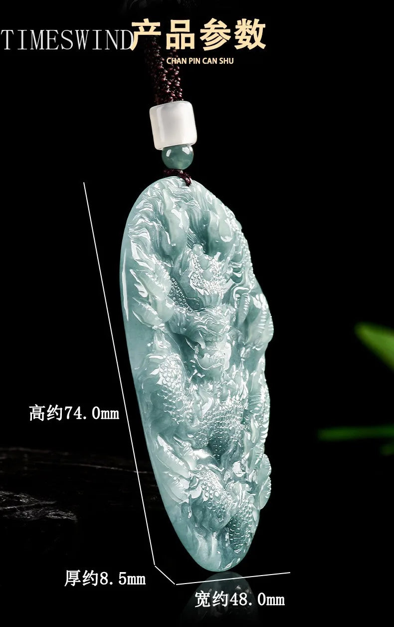 Blue Jade Dragon Pendant-ToShay.org