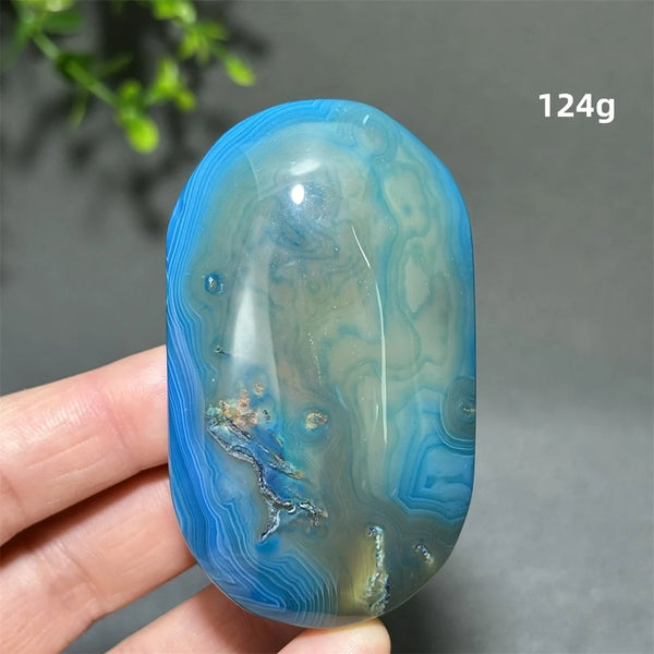 Blue Agate Palm Stone-ToShay.org