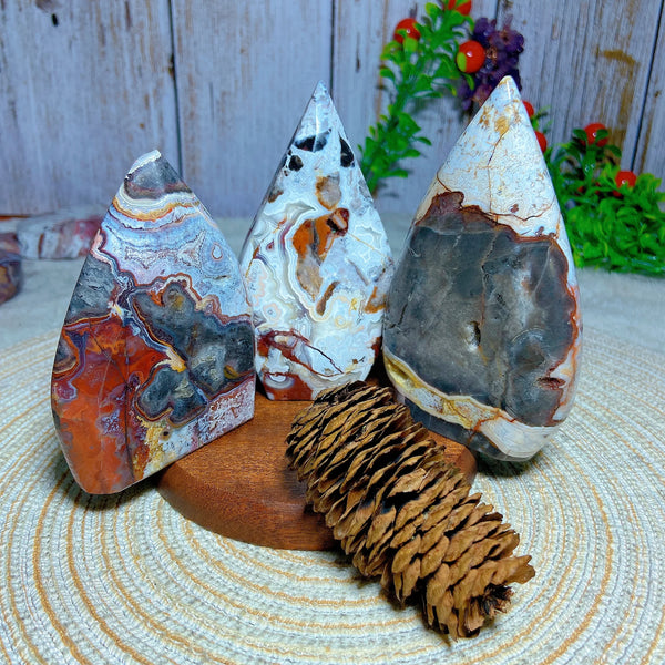 Red White Agate Druzy Flame-ToShay.org