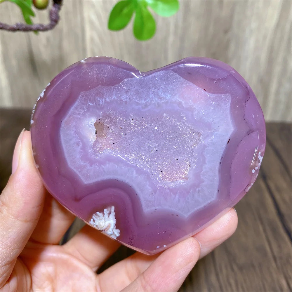 Pink Agate Druzy Heart-ToShay.org