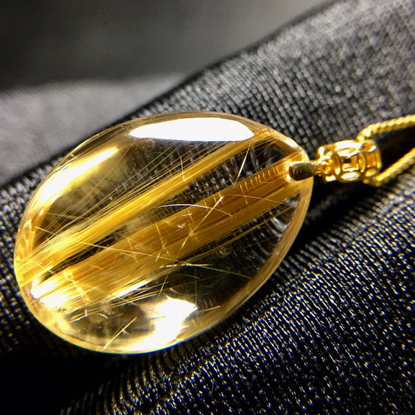 Gold Rutilated Quartz Pendant-ToShay.org