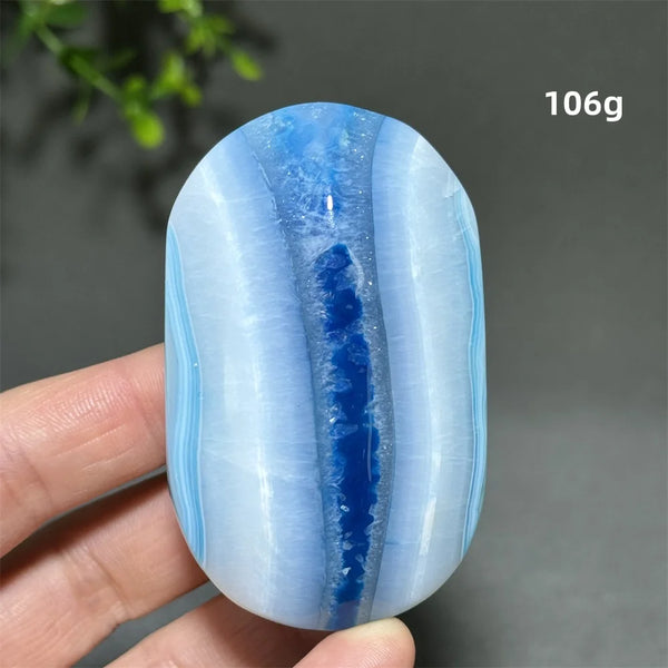 Blue Agate Palm Stone-ToShay.org