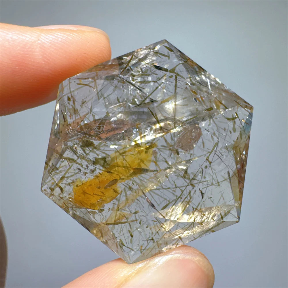 Green Tourmaline Rutile Hexagon-ToShay.org
