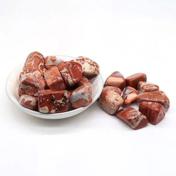 Red Silver Leaf Tumbled Stones-ToShay.org