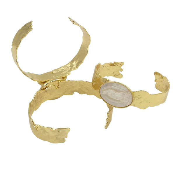 White Shell Cuff Bangle-ToShay.org