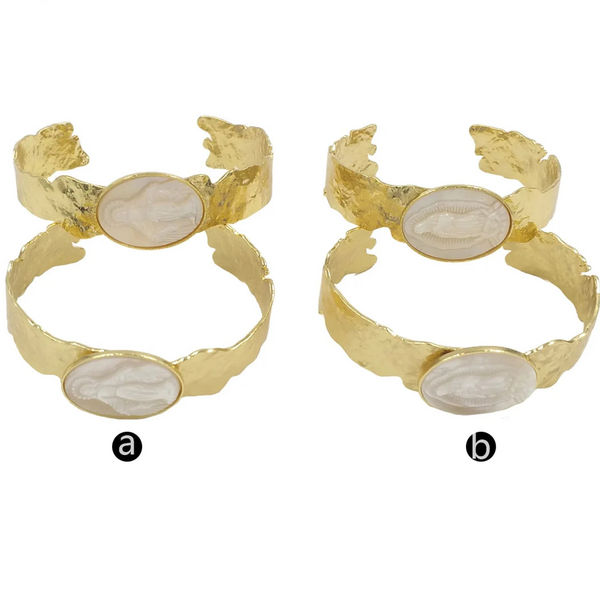 White Shell Cuff Bangle-ToShay.org