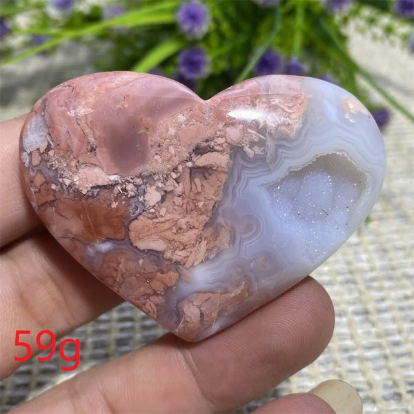 Pink Flower Agate Heart-ToShay.org