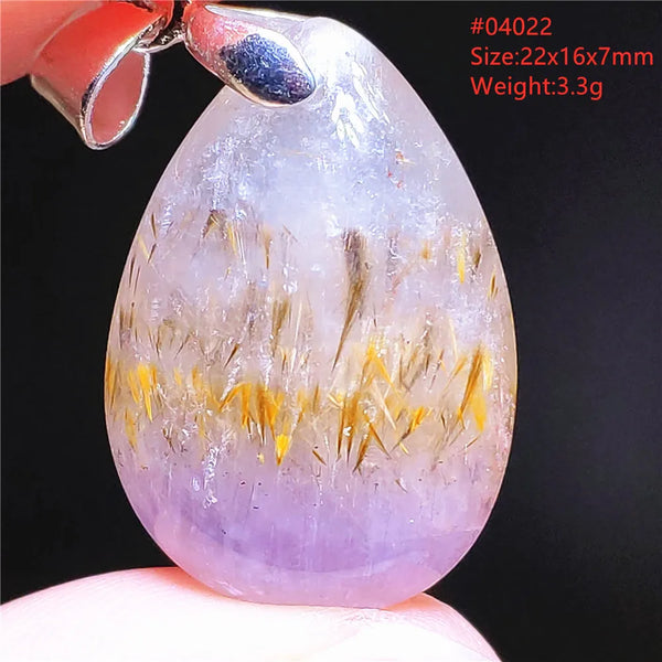 Purple Rutilated Auralite Pendant-ToShay.org