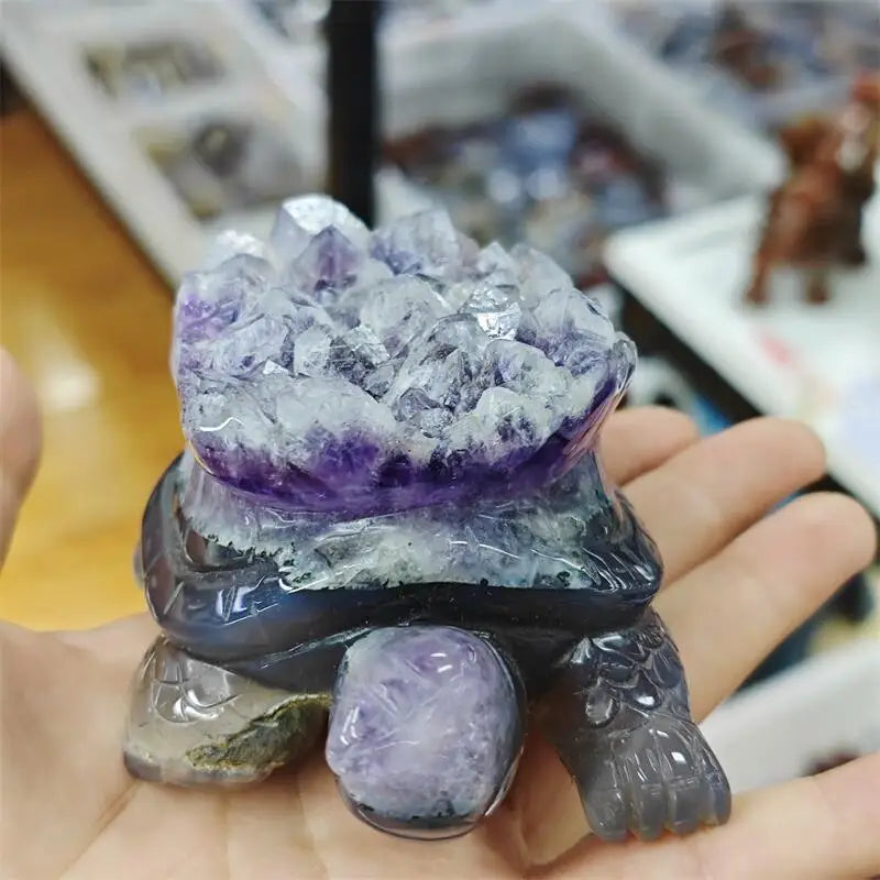 Purple Amethyst Cluster Turtle-ToShay.org