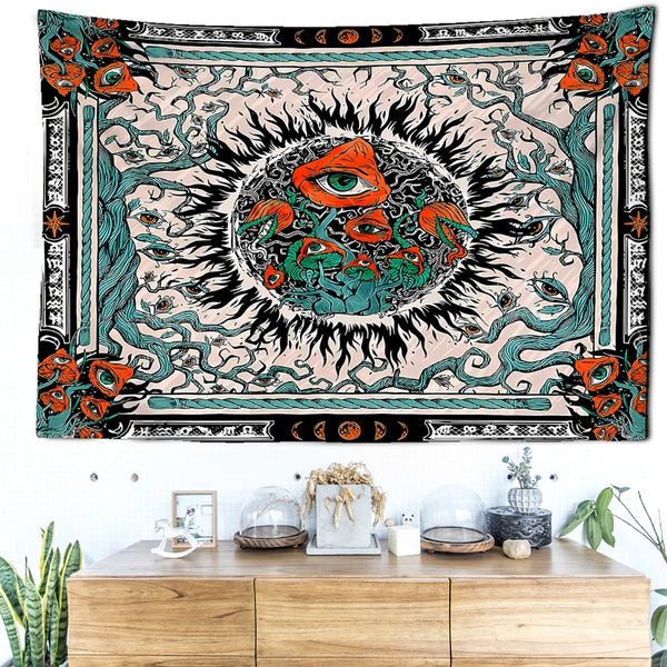 Orange Eyed Mushroom Tapestry-ToShay.org