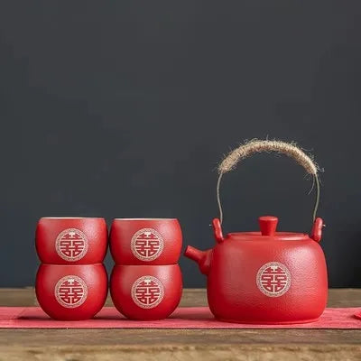Red Ceramic Tea Set-ToShay.org