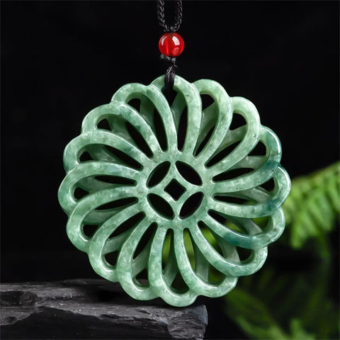 Green Jadeite Pinwheel Pendant-ToShay.org