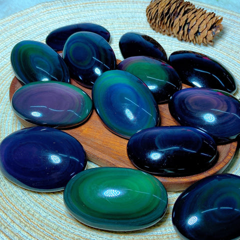 Rainbow Obsidian Palm Stones-ToShay.org