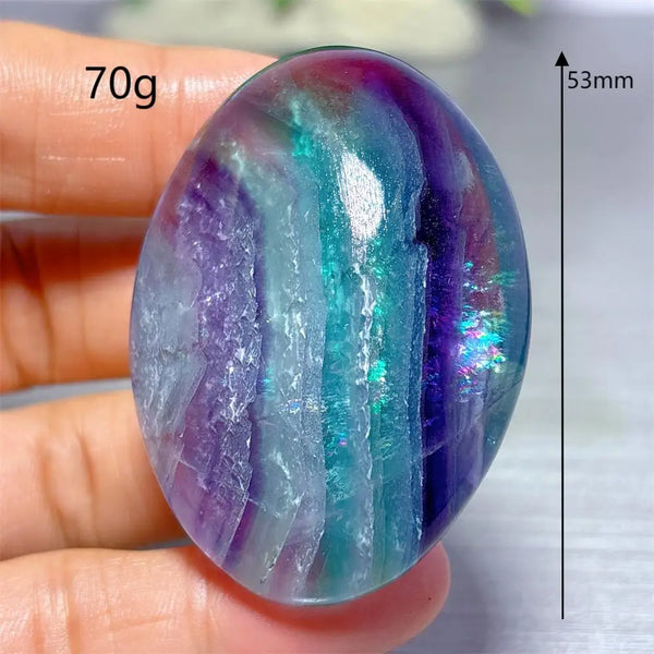 Rainbow Fluorite Palm Stone-ToShay.org