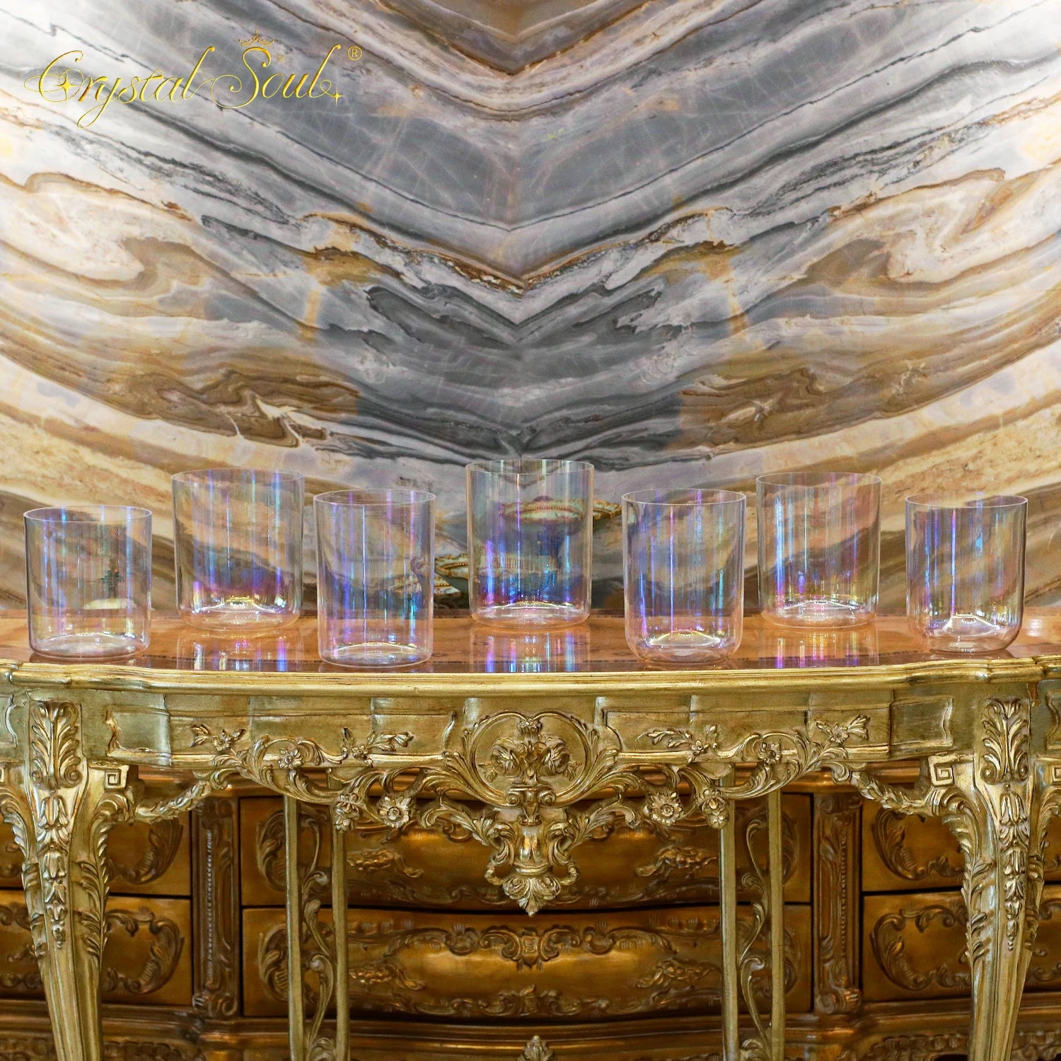Clear Aurora Singing Bowls-ToShay.org