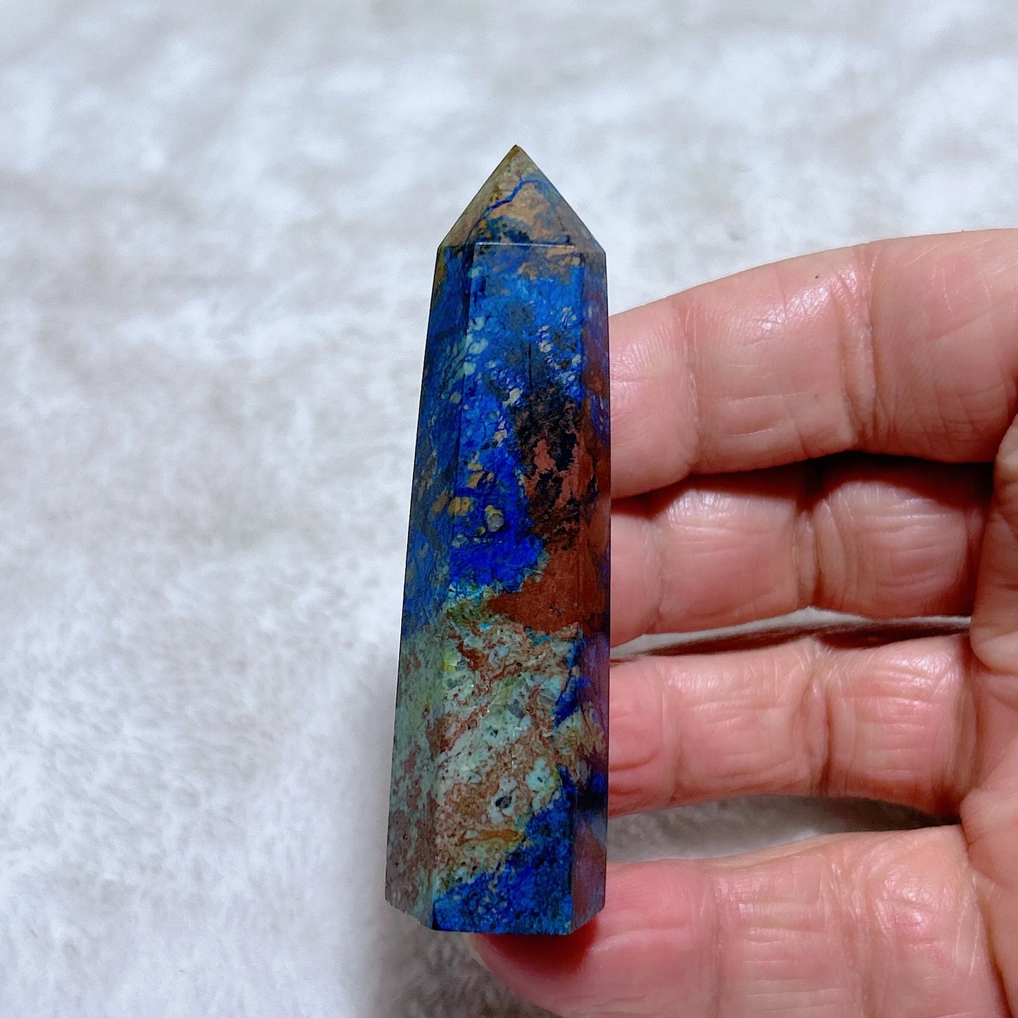 Blue Azurite Chrysocolla Point-ToShay.org