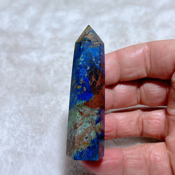 Blue Azurite Chrysocolla Point-ToShay.org