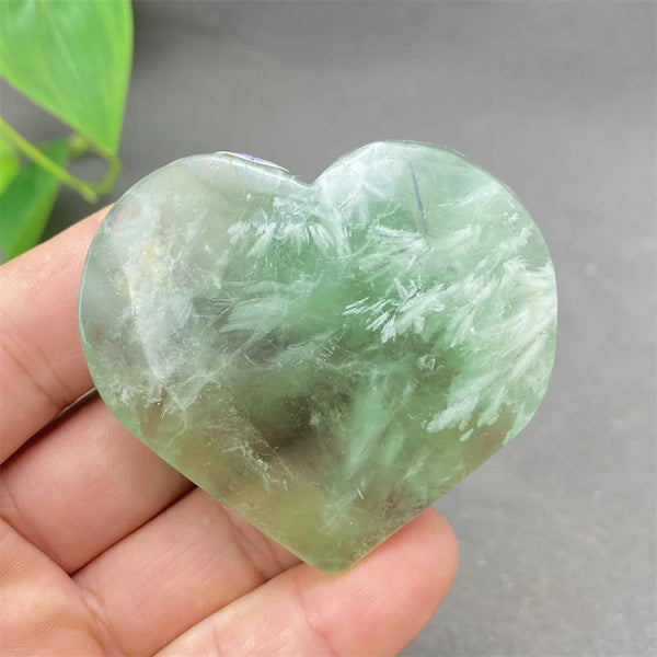 Green Feather Fluorite Heart-ToShay.org