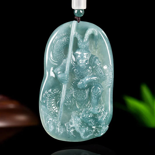 Blue Jadeite Monkey King Pendant-ToShay.org