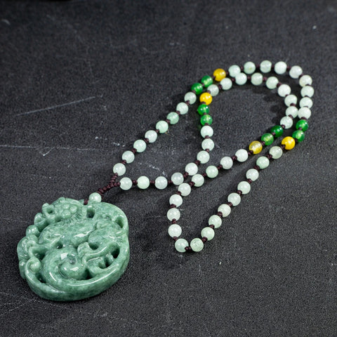 Green Jade Ruyi Qilin Pendant-ToShay.org