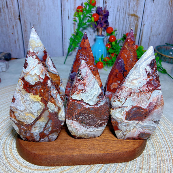 Red White Agate Druzy Flame-ToShay.org