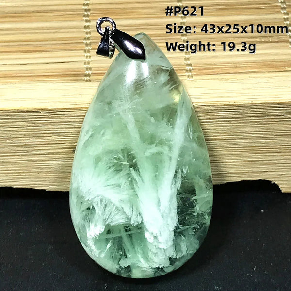 Green Feather Fluorite Pendant-ToShay.org