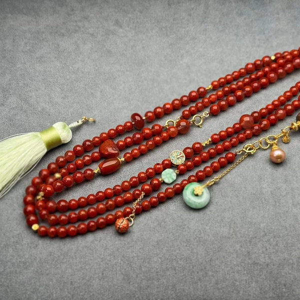 Red Agate Mala Beads-ToShay.org