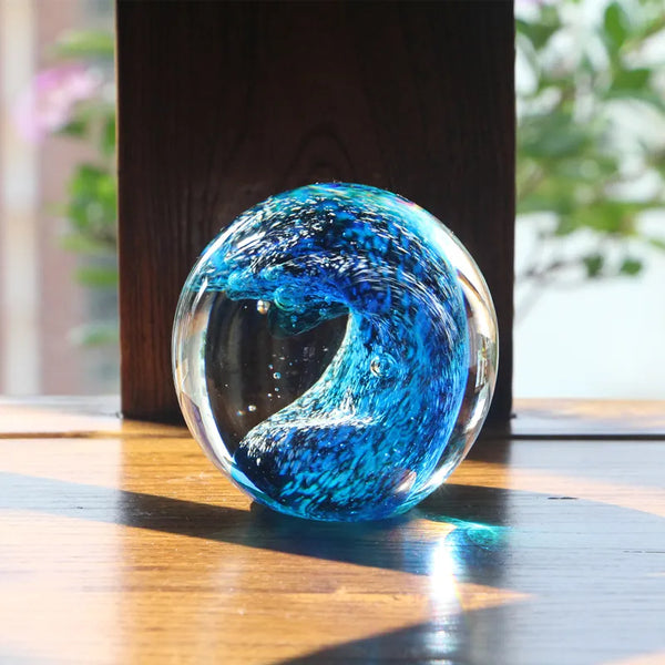 Glass Sea Wave Paperweight-ToShay.org