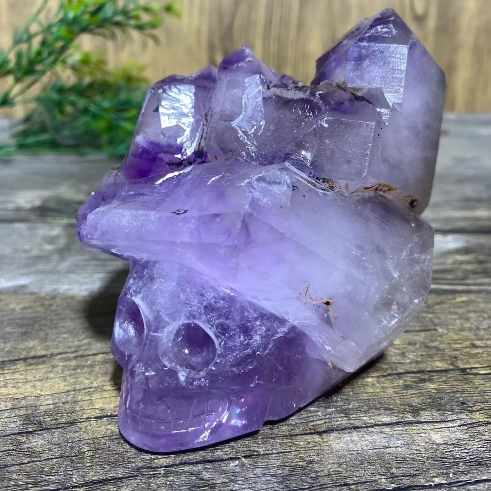 Purple Amethyst Cluster Skull-ToShay.org