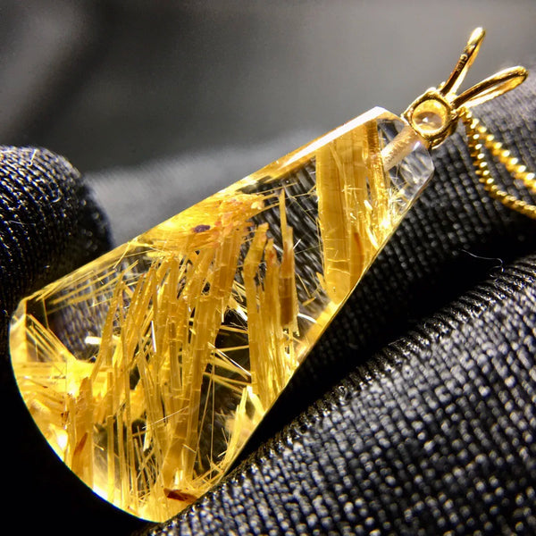 Gold Rutilated Quartz Pendant-ToShay.org