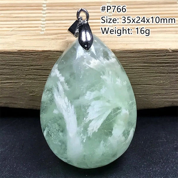 Green Feather Fluorite Pendant-ToShay.org