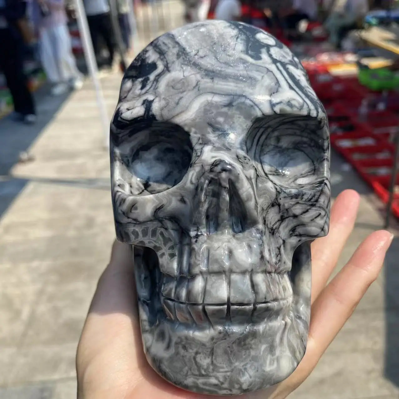 Green Spiral Stone Skull-ToShay.org