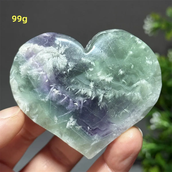 Green Feather Fluorite Heart-ToShay.org