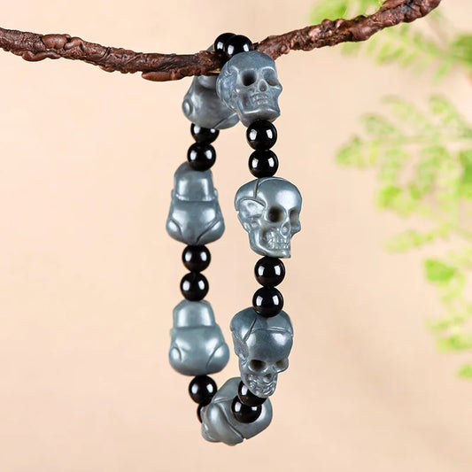 Grey Jade Skull Bracelet-ToShay.org