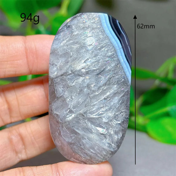 Black Silk Agate Palm Stone-ToShay.org