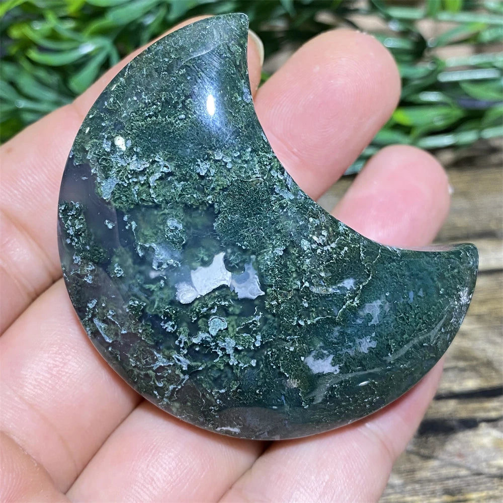 Green Moss Agate Moon-ToShay.org
