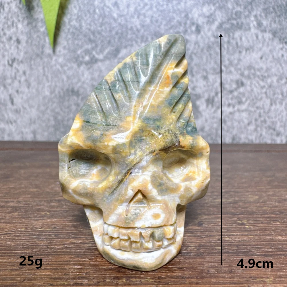 Ocean Jasper Feather Skull-ToShay.org