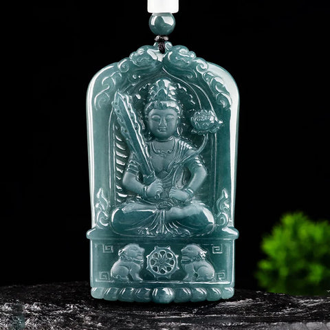 Blue Jade Bodhisattva Pendant-ToShay.org