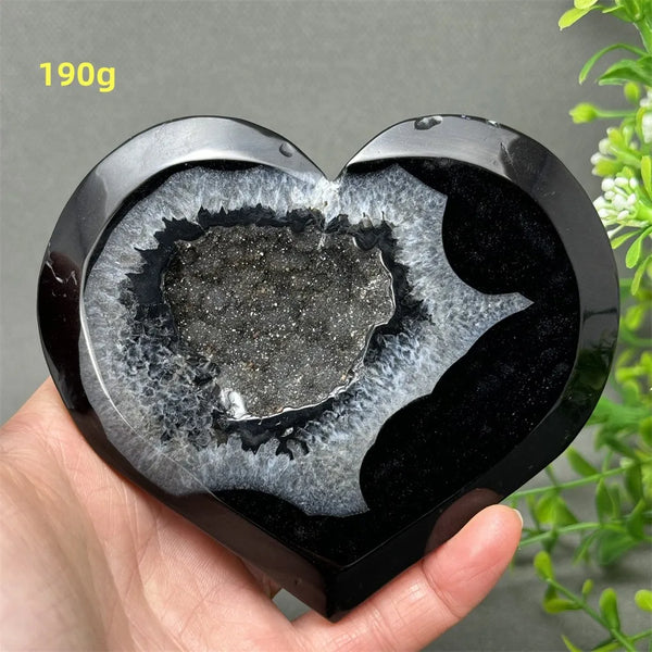 Black Agate Geode Heart-ToShay.org