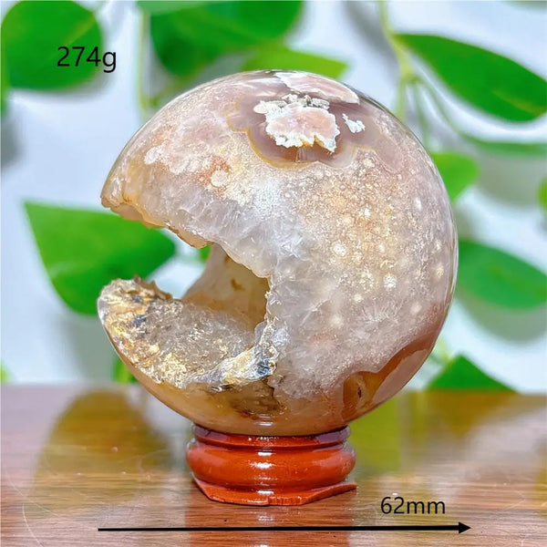 Pink Flower Agate Ball-ToShay.org