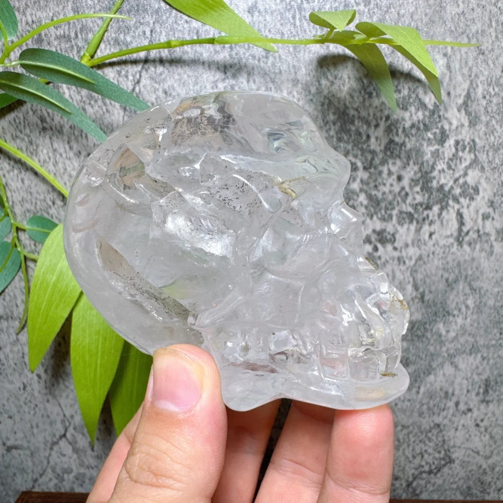 Clear Quartz Crystal Skull Statue Natural Stone Carved Energy Healing Mineral Figurine Home Decor-ToShay.org