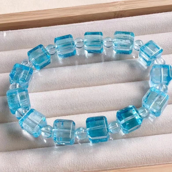 Blue Topaz Cube Bracelet-ToShay.org