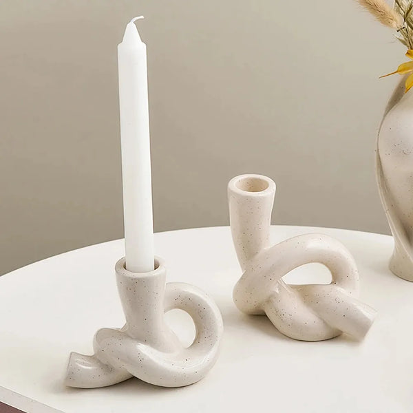 White Knot Candlesticks-ToShay.org